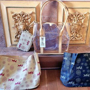 Italian Handbag leather-trimmed transparent D-Tote bag